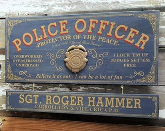 Police Officer Wood Sign with Optional Personalization