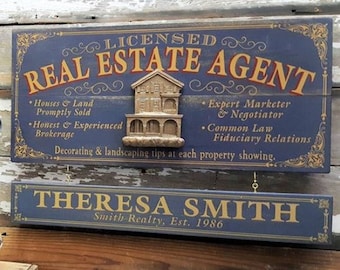 Real Estate Agent Wood Sign with Optional Personalization