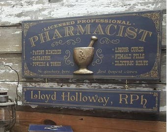 Pharmacist Wood Sign with Optional Personalization