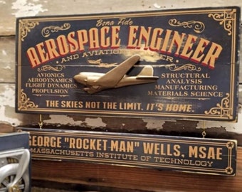 Aerospace Engineer Wood Sign with Optional Personalization