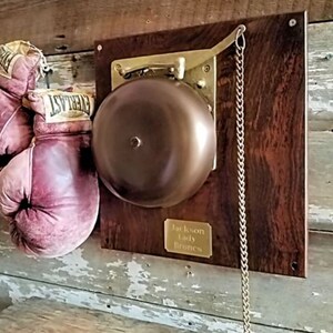 Large Brass Boxing Bell With Engraved Brass Plate