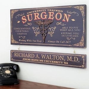 Surgeon Wood Sign with Optional Personalization image 1