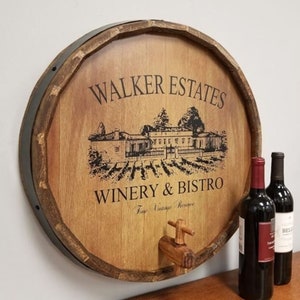 Personalized Wine Estate Quarter Barrel Sign with Spigot image 1