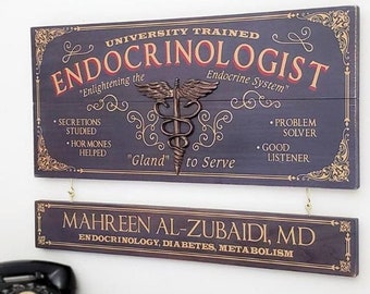 Endocrinologist Wood Sign with Optional Personalization