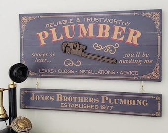 Plumber Wood Sign with Optional Personalization