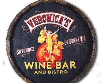 Personalized Wine Bar and Bistro Quarter Barrel Sign