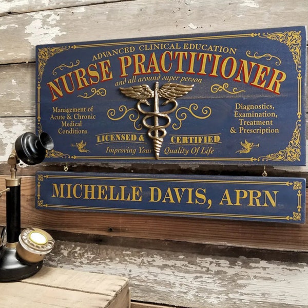 Nurse Practitioner Wood Sign with Optional Personalization