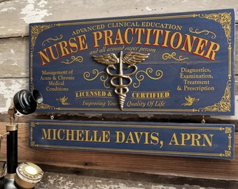 Nurse Practitioner Wood Sign with Optional Personalization