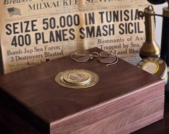 Large Deluxe Personalized Coast Guard Keepsake box with Brass Medallion