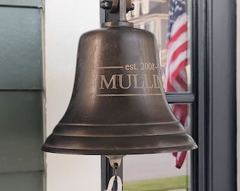 8 Inch Distressed Engraved Family Heritage Brass Wall Bell