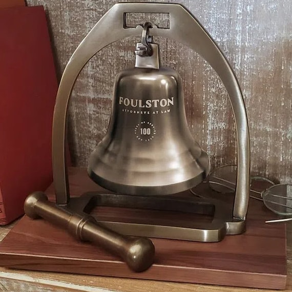 Engraved Antiqued Brass Desk Bell With Striker 4 Inch Bell Etsy