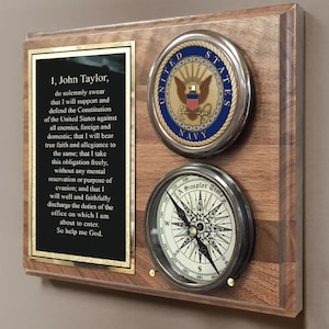 Personalized U.S. Navy Color Compass on Plaque