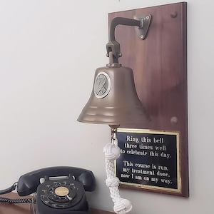 Personalized Cancer Ribbon Plaque Bell - Antique