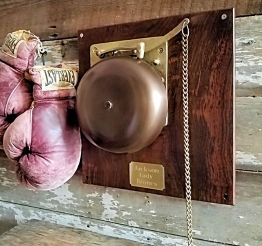 Large Brass Boxing Bell With Engraved Brass Plate Etsy