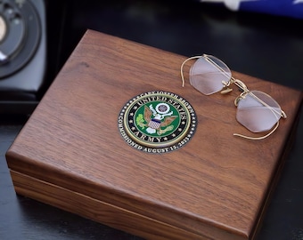 Personalized U.S. Army Walnut Keepsake Box with Colored Medallion