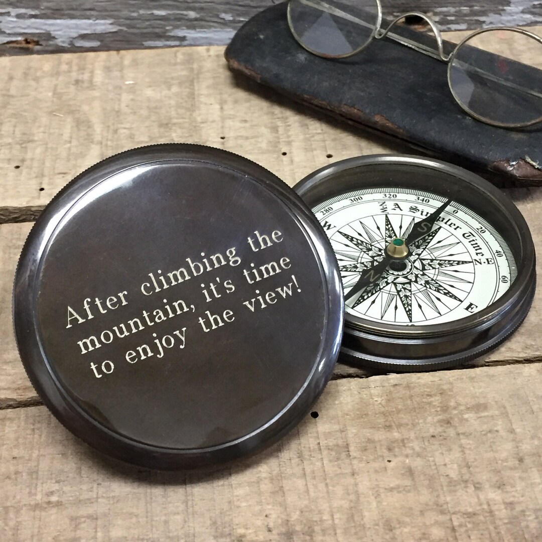 Custom Double Engraved Brass Compass - Etsy
