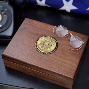 Coast Guard Brass Medallion Commemorative Keepsake Box