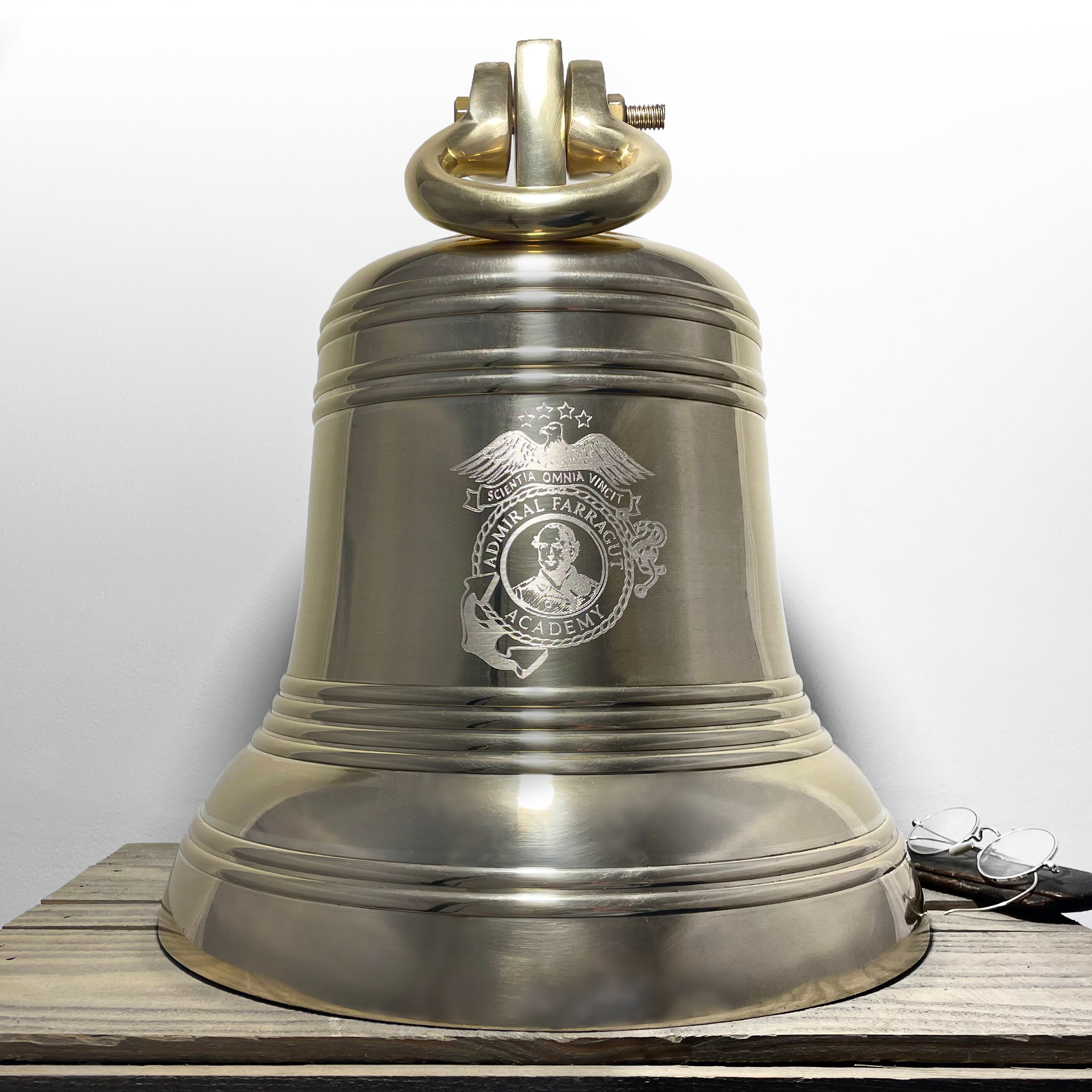 14 Inch Engravable Ridged Polished Brass Bell With Shackle - Etsy