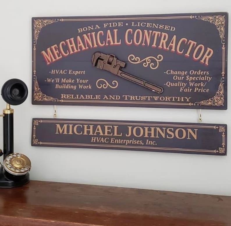 Mechanical Contractor Wood Sign With Optional Personalization - Etsy