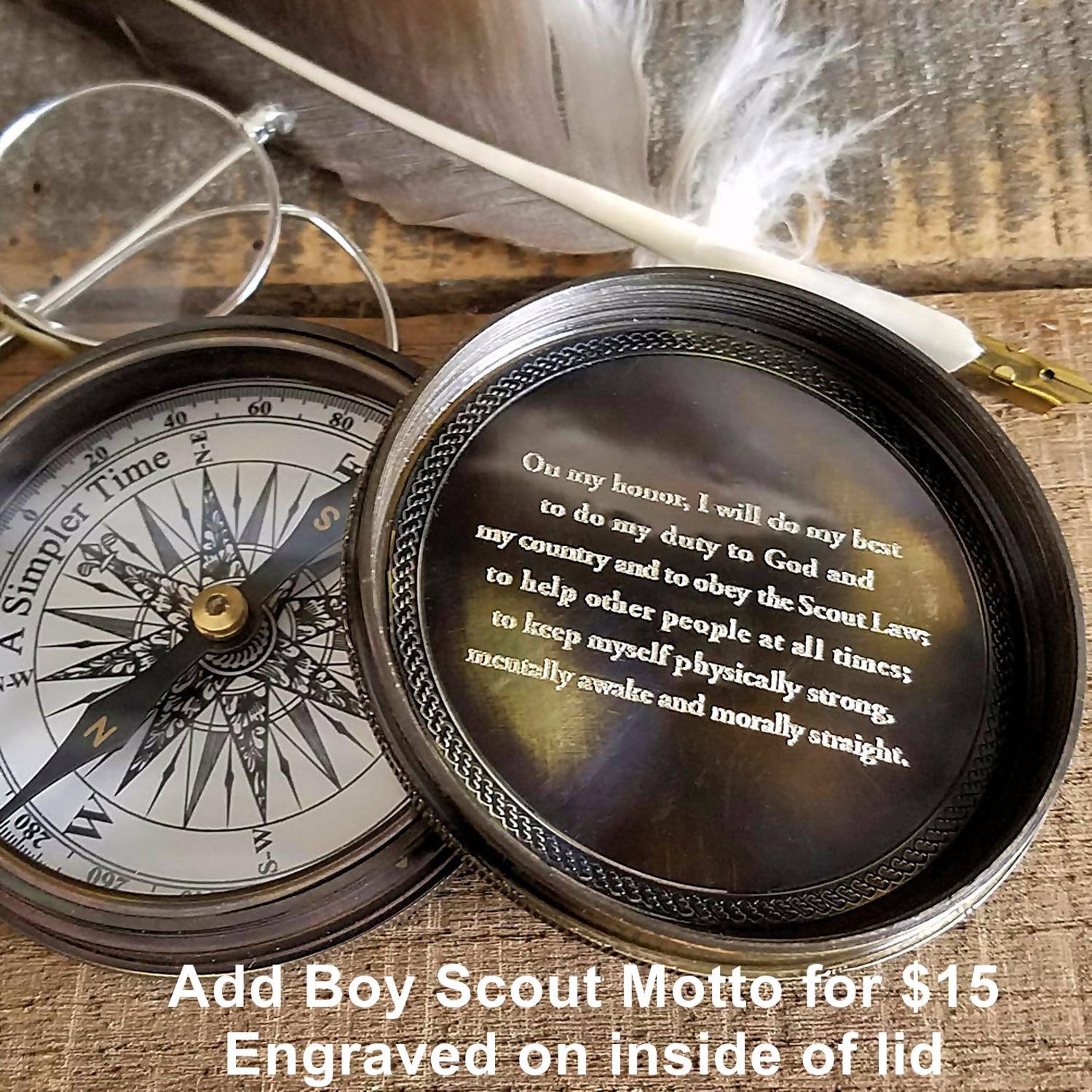 Engraved Eagle Scout Brass Compass with Optional Scout Oath | Etsy