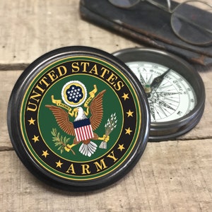 Personalized Army Colored Medallion Compass