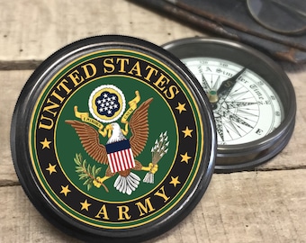 Personalized Army Colored Medallion Compass