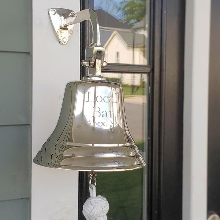 7 Inch Nickel Brass Engravable Wall Bell - 5 Pounds