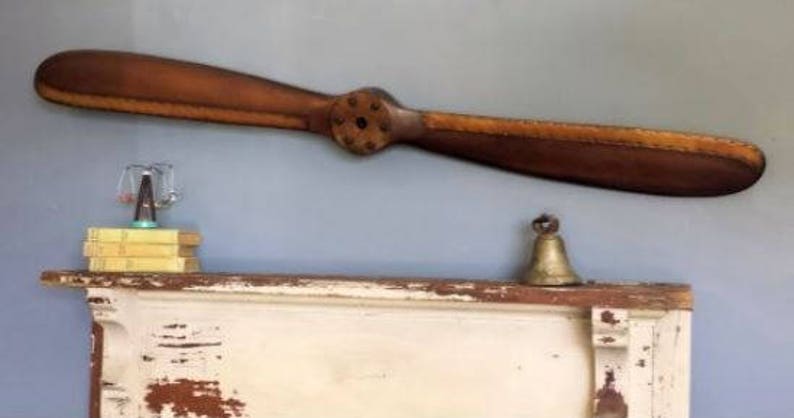 58 Inch Wood Mahogany/Brass Replica Antique Propeller image 2
