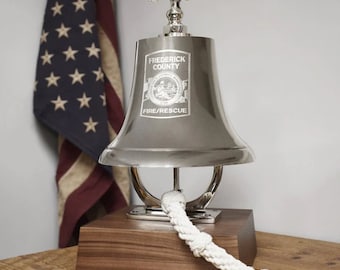 Large Deluxe Engravable Nickel Finish Brass Ceremonial Bell With Eagle