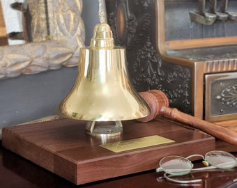 Medium Deluxe Engravable Polished Finish Brass Stock Market Bell