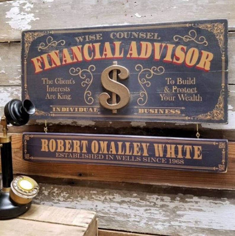 Financial Advisor Wood Sign with Optional Personalization image 1