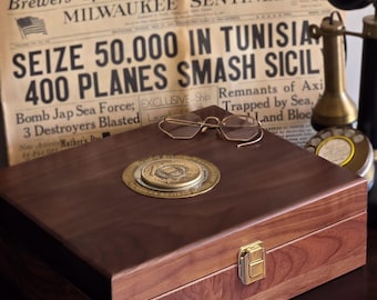 Large Deluxe Personalized Coast Guard Keepsake box with Brass Medallion