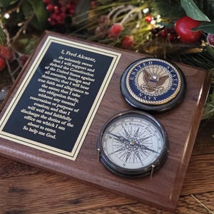 Personalized U.S. Navy Color Compass on Plaque