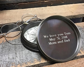 Personalized Engraved Brass Compass