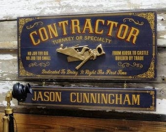 Contractor Wood Sign with Optional Personalization