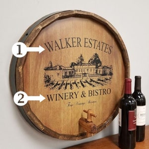 Personalized Wine Estate Quarter Barrel Sign with Spigot image 3