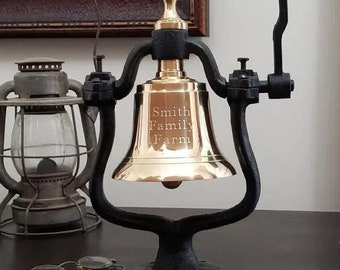 Engraved Medium Polished Brass Railroad Bell