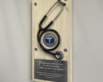 Personalized Physician Stethoscope Maple Wood Plaque