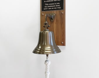 8 Inch Diameter Engravable Antiqued Brass Commemorative Plaque Bell