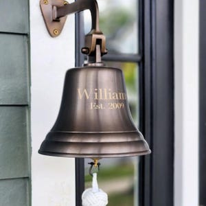 Engraved 7 Inch Antiqued Brass Wall Bell - 5 pounds