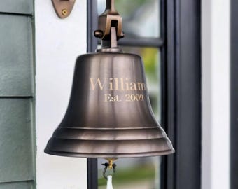 Xzeit Vintage Door Bell,Manual Doorbell, Hand Bell Chimes Bells Crown Doorbell Hanging Wall Bell Rustic Style Front Door Dinner Bell For Garden Patio