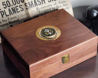 Large Deluxe Personalized U.S. Army Keepsake Box with Colored Medallion