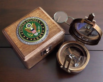Personalized Army Colored Medallion Military Compass