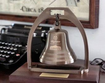 Large Deluxe Antiqued Brass Desk Bell With Striker