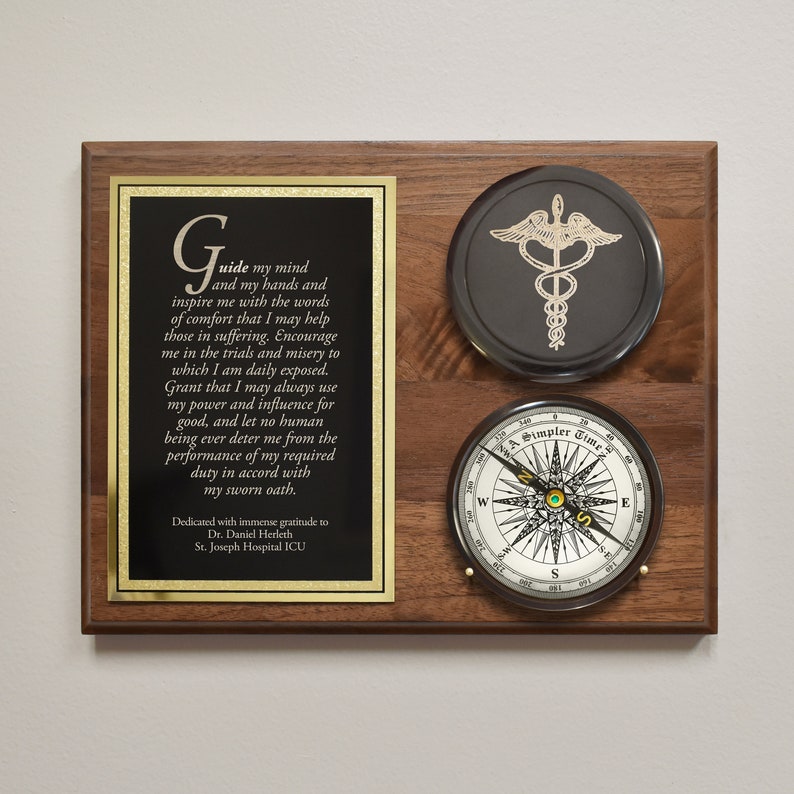 Healthcare Compass on Personalized Wood Plaque image 2