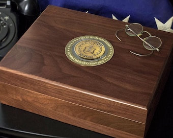 Large Deluxe Personalized Air Force Keepsake Box with Brass Medallion