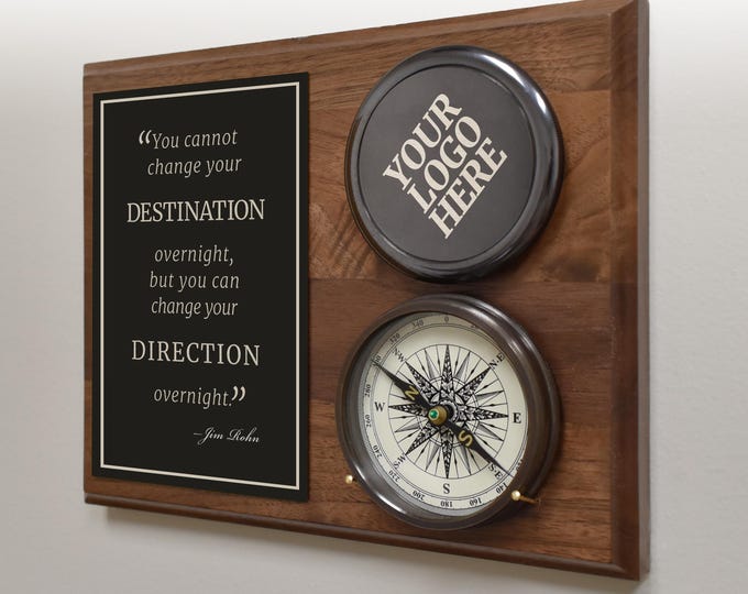 Company Logo Engraved Compass on Plaque