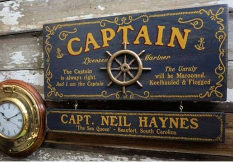 Captain Wood Sign with Optional Personalization image 1