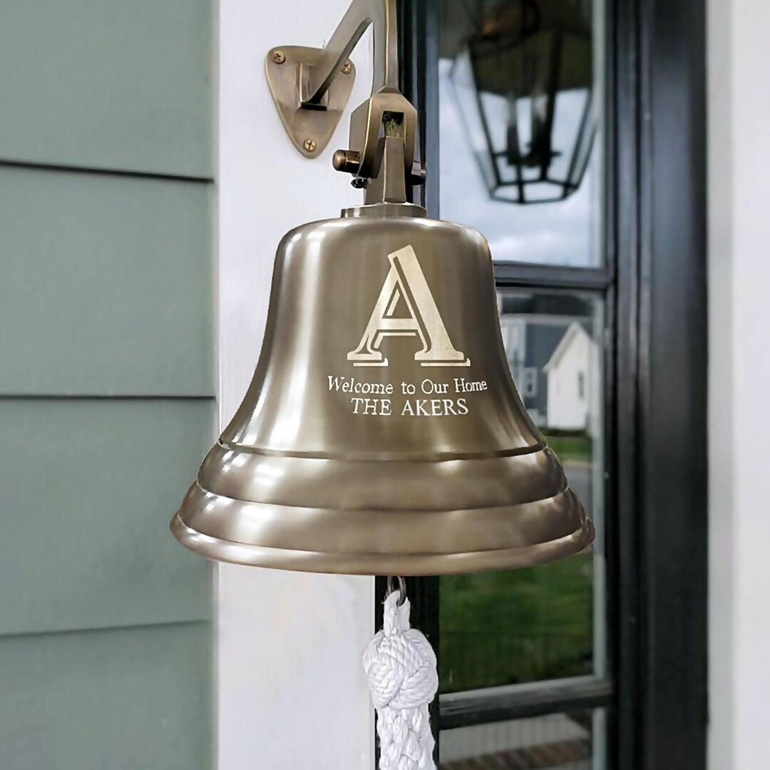 Family Name Initial Engraved Bell- 7 Inches Wide Solid Brass - Etsy