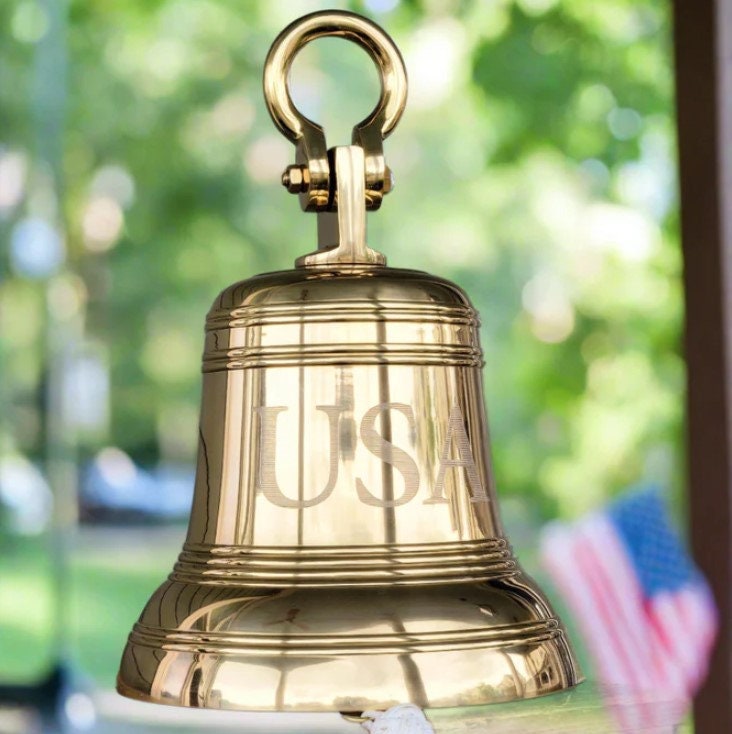 14 Inch Engravable Ridged Polished Brass Bell With Shackle - Etsy